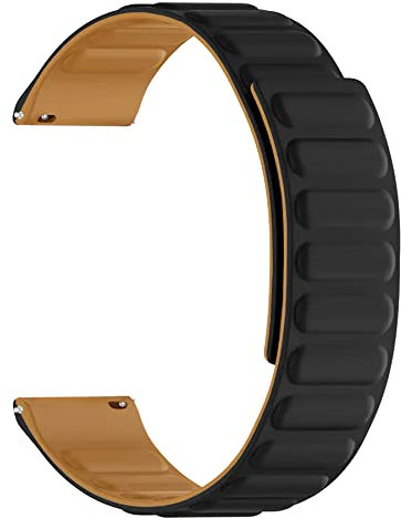 ONE ECHELON Quick Release Smart Watch Band Compatible With Fossil Gen 6 Smartwatch Silicone Magnetic Poppy Replacement Strap (Black)