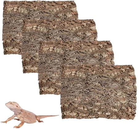 Kork-Terrarium-Hintergrund, 4 Stück, 39,9 x 30 cm, Naturkork, große Rinden, Klettermatte, Lebensraumdekoration, Chamäleons, Eidechsen, Schildkröten, Glasglas-Dekoration