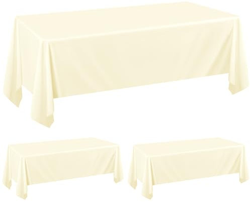 Pesonlook 2er-Pack beige Tischdecken für 1,80 m große rechteckige Tische, 153 x 260 cm, rechteckige Tischdecke aus Polyestergewebe, waschbare Tischdecke für Hochzeit, Empfang, Bankett, Party