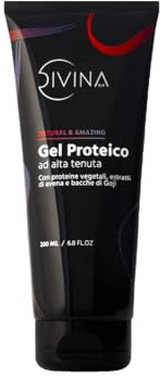 Protein-Gel mit hohem Halt für gewelltes, lockiges, supergelocktes, Afro-Haar Natural&Amazing von DIVINA BLK mit pflanzlichen Proteinen, natürlichen Bio-Haferextrakten und Goji-Beeren (200ml)