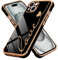 LCHULLE Compatible with iPhone 15 Plus Case for Women Girls,Cute Luxury Plating Love Heart Design Soft TPU Cover Shockproof Full Camera Lens Protection Phone Case for iPhone 15 Plus,Black