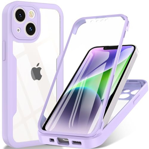BESINPO Case for iPhone 13 mini, 360° Full Body [with Built-in Screen Protector] Touch Sensitive,Shockproof Military Grade Drop TPU Bumper Phone Case Clear Designed for iPhone 13 mini 5.4(Violet)