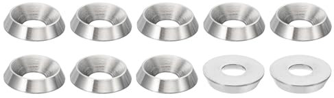 PATIKIL M5 Finish Countersunk Washer, 10pcs 14mm Dia. 3mm Tall Solid 304 Stainless Steel CNC Finish Cup Washer Screw Head Gasket for Industrial Construction