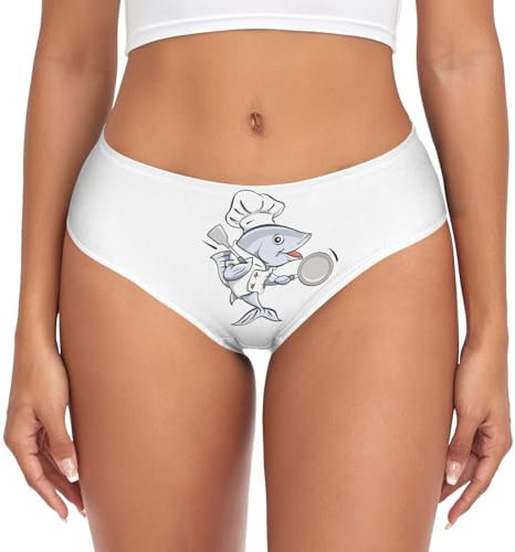 Dallonan Culotte respirante en fibre de bambou douce pour femme Poisson Chef tenant poêle et spatule XS, multicolore, XXL