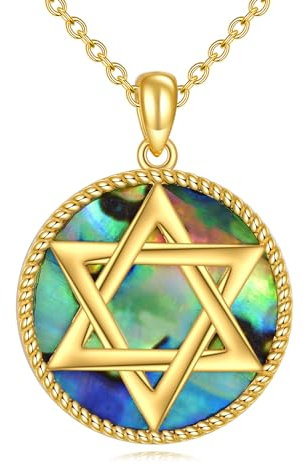 URONE Davidstern Kette für Frauen Sterling Silber Vergoldet Jüdischer Stern Anhänger Halskette Davidstern Schmuck Geschenke für Männer Frauen