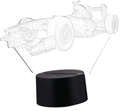 HEMOTON Racing 3D Nachtlicht schreibtischlampe modern moderne schreibtischlampe Kinderzimmerlampe 7 Farbwechsel-Nachtlampe 3D-Atmosphäre Lampe berührt Stereolampe Haushalt Rennauto Acryl