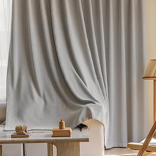 AMDXD Grau Vorhang Kinderzimmer mit Ösen, Weizen Muster Vorhang für Fenster Chenille, 140x215CM(BxH)