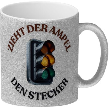 Zieht der Ampel den Stecker Glitzer-Kaffeebecher Regierung Reaktion abgeknickt bei Ampelregierung Straßensignal Thema im Fokus Ampel Tasse
