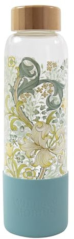 William Morris Golden Lily Glass Water Bottle, 600ml. Height approx 24cm diameter 7cm