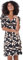 Roman Originals Tea Dress for Women UK Ladies Skater Swing Fit & Flare Flattering Summer Knee Length Frill Hem Ruched Chest Casual Smart Cocktail Party Going Out - Black Natural - Size 14