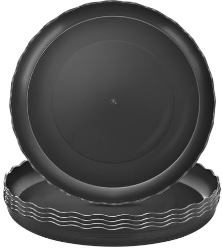 Voency 5 Pack Plant Pot Saucers 30cm, Duty Durable Round Plant Tray for Pots, Plastic Flower Pot Saucers or Indoor and Outdoor (Black)