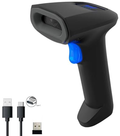 LENVII Bluetooth 2D Barcode-Scanner Kabellos | 3-in-1 USB QR-Code-Lesegerät | Kompatibel mit Windows, Mac, Android & iOS | Für Einzelhandel, Lagerhallen und Supermärkte