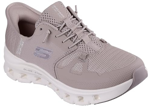 Skechers Damen Glide-Step Pro Hands Free Slip-In-Sneaker, Taupe Mesh Silber Trim, 39.5 EU