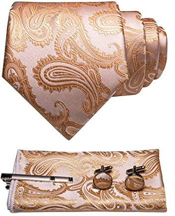 Aqxyedc Klassische rote Männerkrawatte 100% Seiden Paisley Krawatte Pocket Square Manschettenknöpfe Krawatten Clip Business Krawatte Cravat Geschenk for Männer wanglan(007)