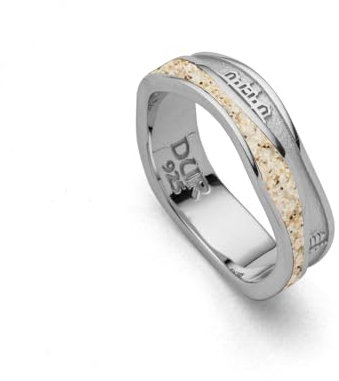 DUR Schmuck: Ring Strandwellen Rügen, der schmale Rügenring mit Strandsand, hell, matt rhodiniert, R6034 RingSize 52 (16.6)