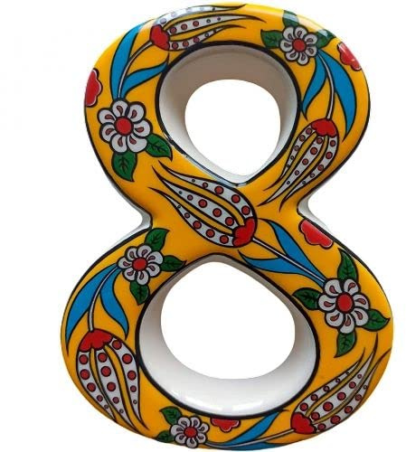 Ceramic house numbers with tulip design and several colors (Yellow, 8)
