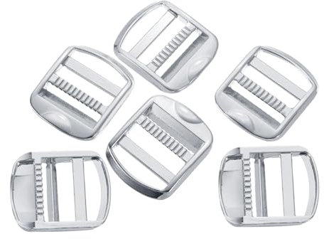 sourcing map Metal Ladder Lock Slider, 6Pcs 3/4 - Zinc Alloy Buckle Adjuster Webbing Strap Release Buckles for Backpack Strap Accessories Replacement (Chrome)