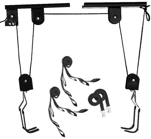 Kajak-deckenlift Fahrradaufhänger mit 60 kg Lager, Flaschenzug, Garagenaufbewahrung, Fahrradlift, Flaschenzugsystem for Fahrrad, Kajak, robuster Decken-Fahrradaufhänger Garagen-lagerlift(Type 1)