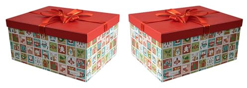 2er Set Geschenkkarton mit Deckel – Faltbare Geschenkbox (37x28x18 cm), Stabiler Karton mit Deckel für große Geschenke, Ideal als Geschenkbox groß, Hochwertige Geschenkverpackung für jeden Anlass