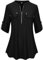 Lalala Damen 3/4 Arm V Ausschnitt Hemd Casual Business Shirt Basic Longbluse Z-Schwarz-xg36 XXL
