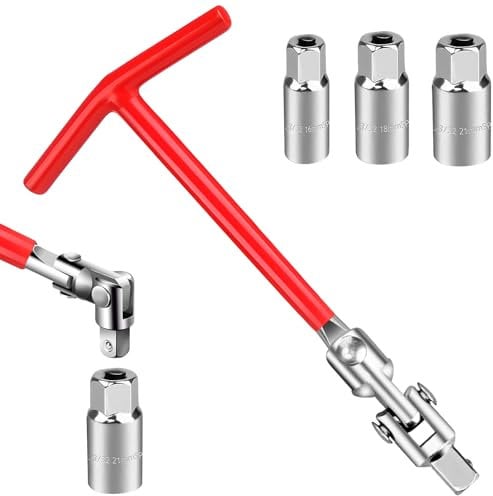 Jemmytu Clés à Bougie D'allumage 16/18/21 mm, Clé à Douille à Poignée en T, Spark Plug Wrench Set, Extracteur de Roulement Universelle pour Voiture et Moto