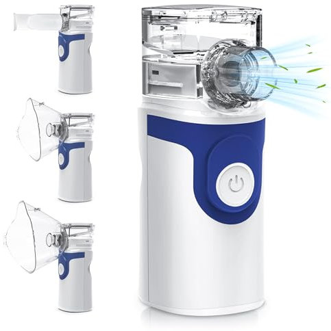 Inhalationsgerät, Erwachsene und Kinder Ultraschall-Aerosolmaschine, mit zwei Masken und einer Düse, USB-C wiederaufladbar