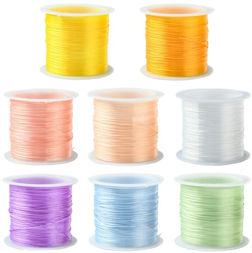 UR URLIFEHALL 8 rotoli di filo elastico da 0,6 mm, 8 colori, per bracciali, collane, gioielli fai da te