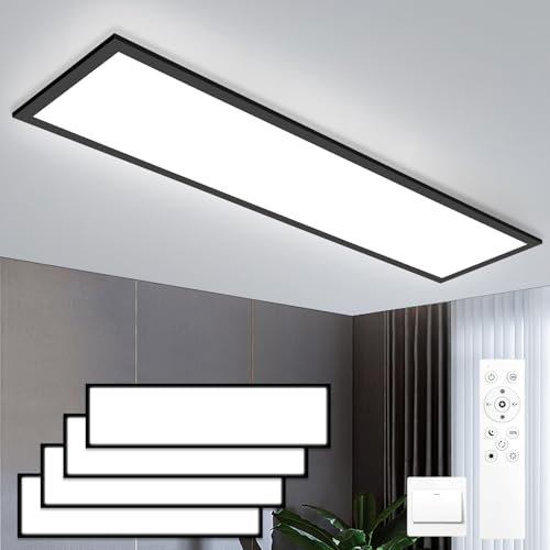Oraymin 4 x LED Deckenleuchte Dimmbar, 120x30 LED Deckenlampe mit Fernbedienung, 40W 4400LM Lampe Schlafzimmer Decke mit Speicherfunktion, 3000K-6500K Lampen Schlafzimmer, Küchenlampen Decke
