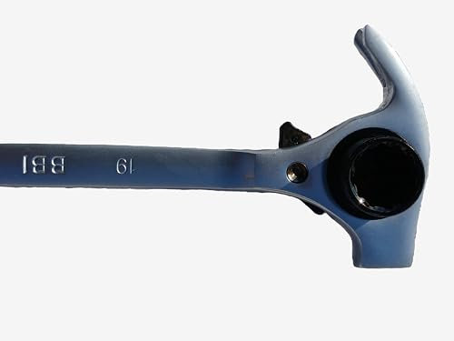 4-in-1 Multifunctional Claw Hammer & Ratchet Spanner – 17mm & 19mm Scaffold Wrench, Nail Puller, Pry Bar, Podger Spanner – 12” Heavy-Duty Hand Tool for Garage, Workshop, Carpentry, Auto Repair, DIY