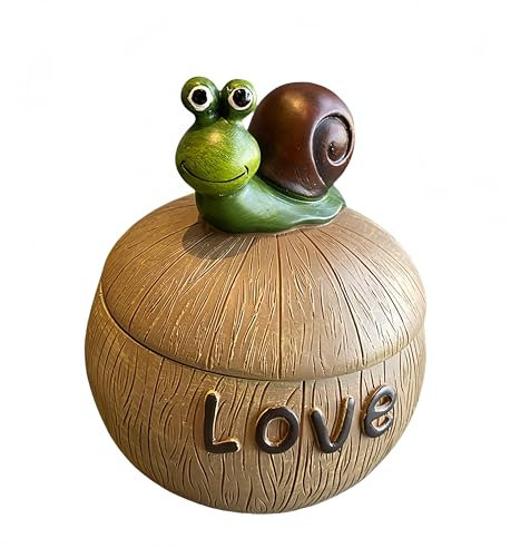 Vyloky Resin Aschenbecher mit Deckel – Kreatives Tierdesign (Frosch/Schnecke) für Wohnzimmer, Büro & Deko, Hygienisch & Stilvoll (SchneckenAschenbecher)