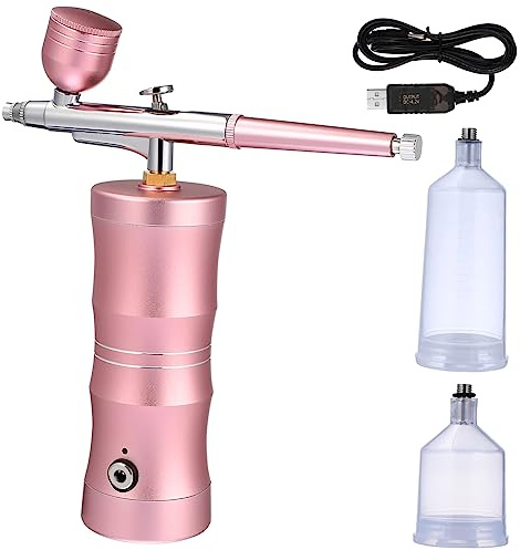 Lurrose Mini-Airbrush-Spray-Set mit Kompressor für Make-up Nagelkunst und Malerei Tragbares Airbrush-Set mit USB-ladekabel für Gesichtspflege und Modellbau
