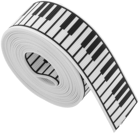 NUOBESTY Musikband Klavier Weißes Bedrucktes Satinband Geschenkbänder Für Geschenkverpackung Schleifenbasteln Partydekoration Nähen Und Basteln 16.40 Lang 0.98 in Breit