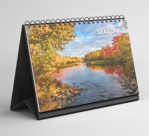 Seasons Tischkalender 2026-2027: Stehender Flip-Desktop-Kalender mit dickem Papier (15,25 cm x 22 cm – ähnlich A5)
