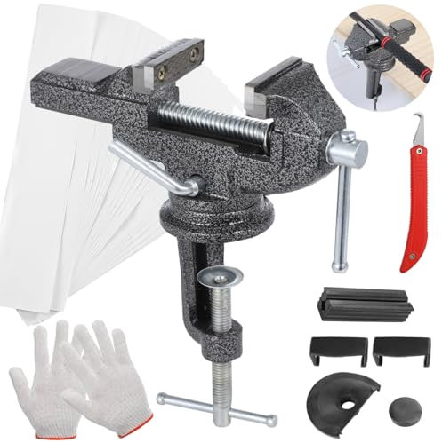 Funabridge Regripping Golf Club Vise Clamp Kit, 360° Rotating Shaft Puller With Double-Sided Tape, Gloves, Hook Cutter