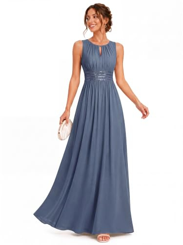 Ever-Pretty Brautjungfernkleid Damen Lang Abiballkleid 10 klasse | a linie,halter neck,chiffonkleid damen festlich,abendkleider,ES01955
