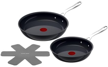 Jamie Oliver by Tefal Enjoy Frying Pan Set, 24/28 cm, Includes Pan Protector, Aluminium Induction Pan, Non-Stick Ceramic Surface, Thermal Signal for Perfect Frying Temperature, Oven Safe