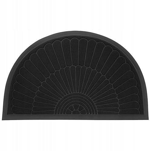 Decorator HOME Fußmatte Halbrund Tivoli 50x80 cm für Innen und Außen – Schwarz, rutschfest, Modernes 3D-Design Schmutzfangmatte - Türmatte haustür leicht zu reinigen