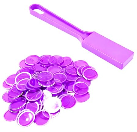 Yotlein Set mit Magnetstäben und Bingo-Chips, Magnetstäbe, 100 Metallringscheiben, Wissenschafts-STEM-Kit, Schulbedarf, Familienspielabend, Lotto-Token, ideal für Zuhause, Reisen, Kinderparty (Lila)