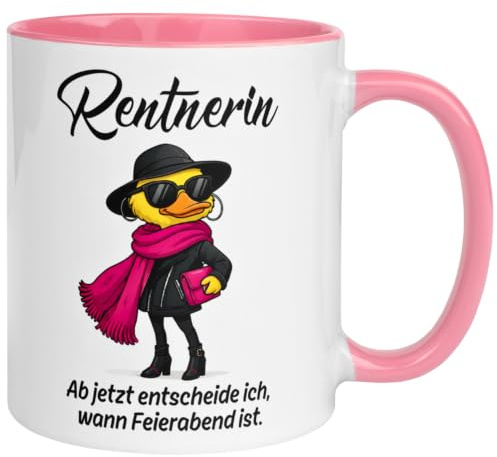 Rentnerin Tasse | Ab jetzt entscheide ich wann Feierabend ist | Rente Geschenk Frauen Renteneintritt Pension Ruhestand Vorruhestand Pensionärin Ruheständlerin