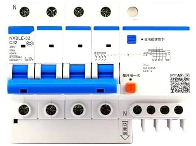 NXBLE-32 Disjoncteur différentiel RCBO 6KA type C 4P 30mA 230 V 240V 50HZ 6A 10A 16A 20A 25A 32A(10A)