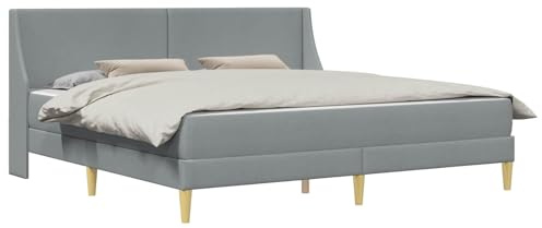 vidaXL Bettgestell mit Matratze mit Kopfteil Polyester, Moderne Bettgestell, atmungsaktives Material, Bequeme Schaummatratze, minimalistisches Design, platzsparend für Dein Schlafzimmer