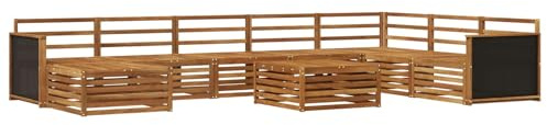 vidaXL Outdoor-Sofagarnitur 9 pcs Natur Massivholz Akazie, Gartenmöbel, modernes Outdoor-Sofa-Set, Akazienholz, modulares Sofa, ideal für Pool und Terrasse