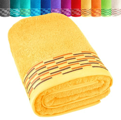 Lashuma Strandtuch Baumwolle 90x180 cm, Lugano Frottee Badetuch Gelb Aprikose