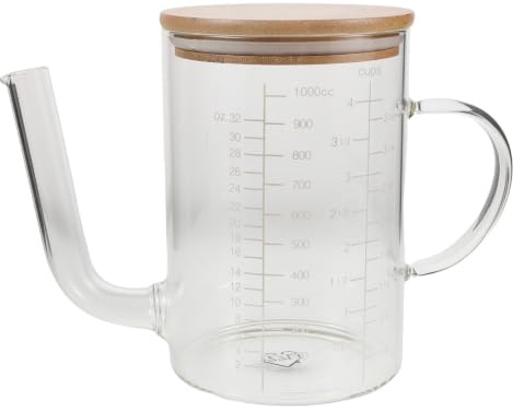 Zerodeko Fat Separator for Cooking: Glass Gravy Oil Separator with Bamboo Lid - 36oz Heat Resistant Soups Jug - Meat Juice Measuring Jug for Home