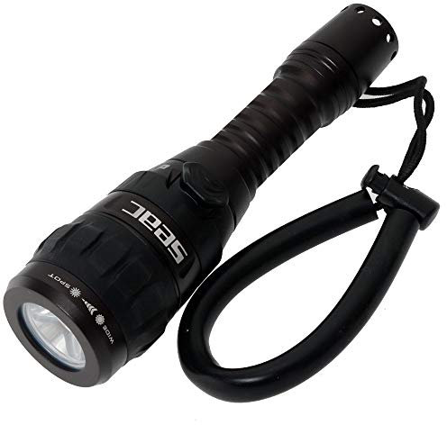 SEAC Sub Lampada R5, Torcia per Immersioni Subacquee, in Alluminio, LED Singolo 500 Lumen, Ricaricabile con Cavo Micro USB, Peso 300 Grammi Unisex Adulto, Nero, Standard