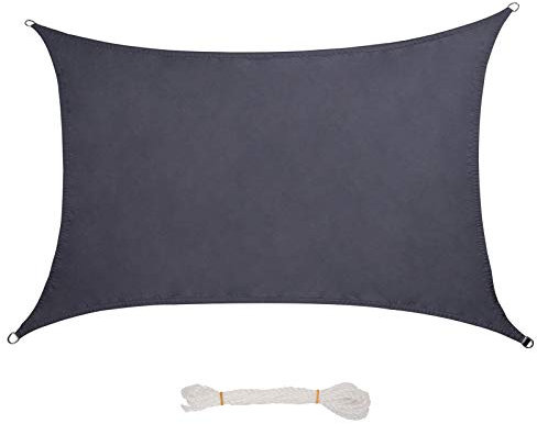 Lestarain Sonnensegel Sonnenschutz Segel Polyester UV Schutz wasserabweisend Wetterschutz für Garten, Balkon, Terrasse, Rechteck 2x3m Grau