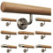 TIBU Eiche Holz Handlauf Geländer 0,3m - 6m, Länge 40 cm, Ende Radius gefräst und 2 gewinkelte Halter
