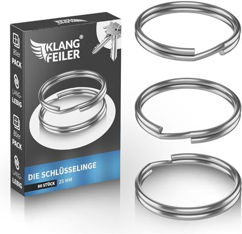 Klangfeiler® Schlüsselring 80er Pack | 25mm Durchmesser | Schlüsselringe für Schlüsselanhänger Ring