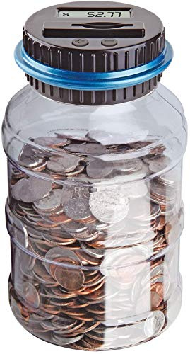 Greenfields Digital Coin Money Box Saving Jar with 1.8L Large Big Capacity UK Automatic Coin Counter for Kids Adults with Counting LCD Display Transparent Clear Classic Design
