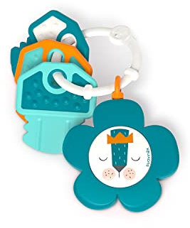 Suavinex, Llavero Mordedor para Bebés, +0 Meses, Mordedor Musical - Sonajero, con partes Duras y Blandas y Relieves, Azul